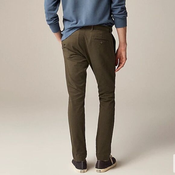 J Crew 250 skinny-fit pant in stretch Chino Men’s 28 x 32 Olive Green - Picture 4 of 11